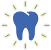 Animated tooth surrounded by lines representing knocked out tooth