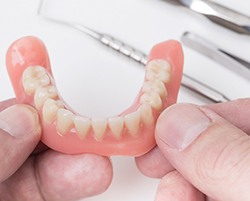 a closeup of a model of dentures