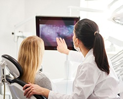 Dudley dentist explaining X-ray to patient