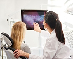 Dudley dentist explaining X-ray to patient