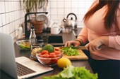 Patient preparing healthy meal in kitchen