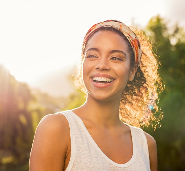 Woman sharing smile after restorative dentistry