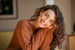 a dental patient smiling during autumn